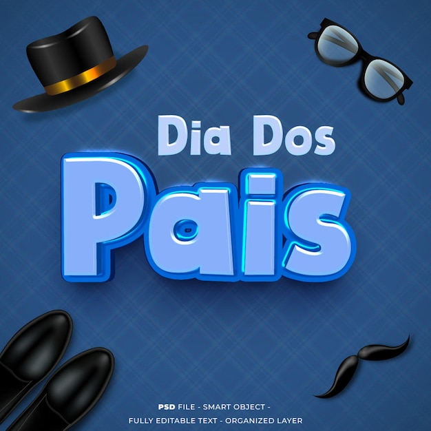 Banner dia dos pais avec un modèle d'effet de texte