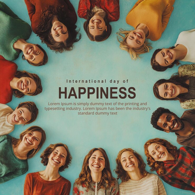PSD banner del día internacional de la felicidad de alta resolución psd