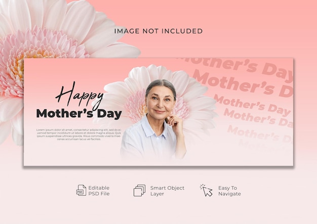 PSD banner del día de la madre con fondo de flores.