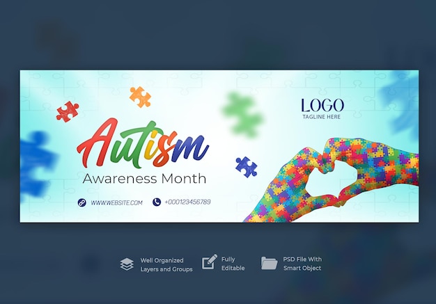 PSD banner del día mundial de la concientización sobre el autismo en las redes sociales.
