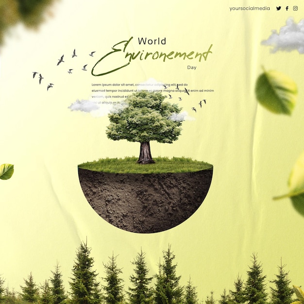 Banner del Día Mundial del Medio Ambiente con fondo de bosque