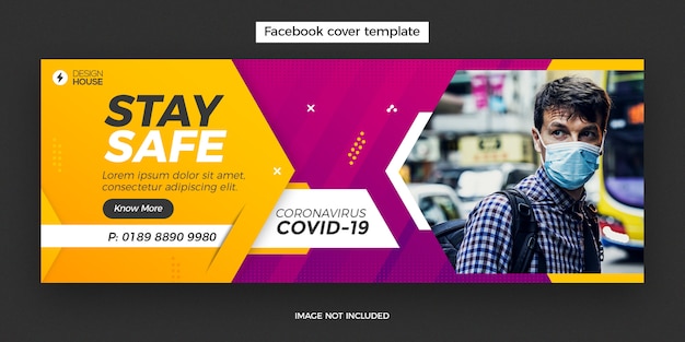 PSD banner de diseño de portada de facebook de coronavirus