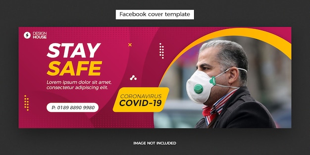 PSD banner de diseño de portada de facebook de coronavirus