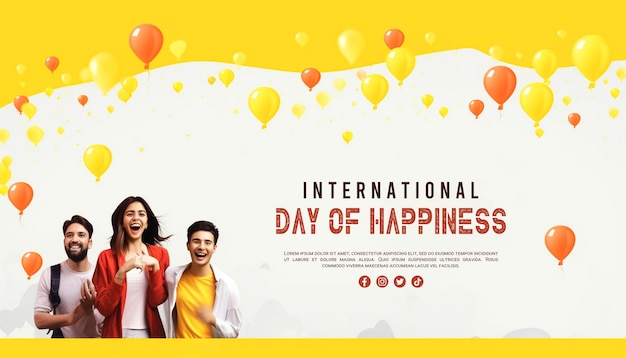 Banner do dia internacional da felicidade modelo de mídia social