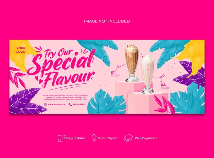 PSD banner do facebook do menu especial de suco desenhado à mão