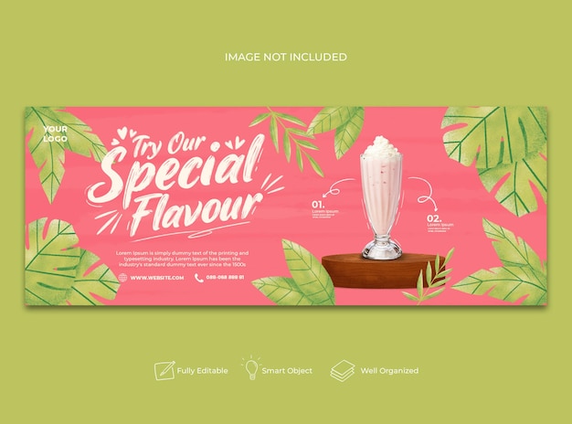 Banner do facebook do menu especial de suco desenhado à mão