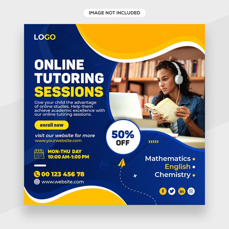 Banner do instagram relacionado à educação on-line ou postagem de mídia social ou modelo de capa do facebook