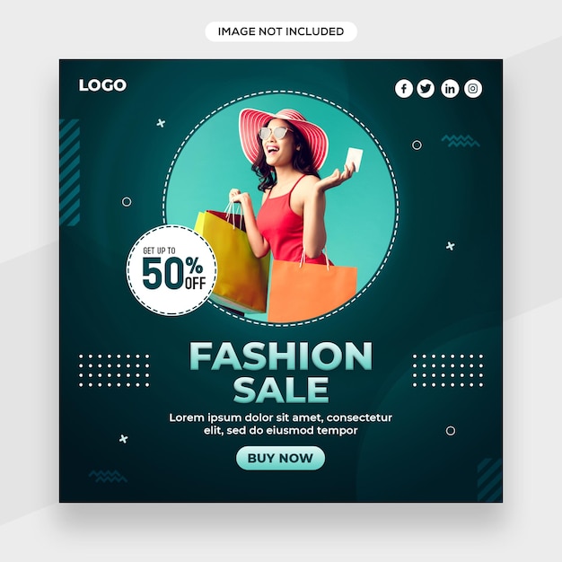 Banner do instagram relacionado à moda ou compras ou postagem de mídia social ou modelo de capa do facebook