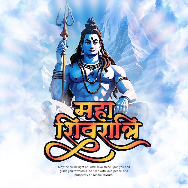 PSD banner do modelo de postagem em mídia social maha shivratri lord shiva