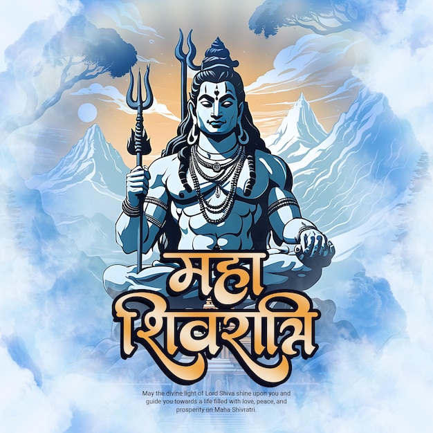 PSD banner do modelo de postagem em mídia social maha shivratri lord shiva