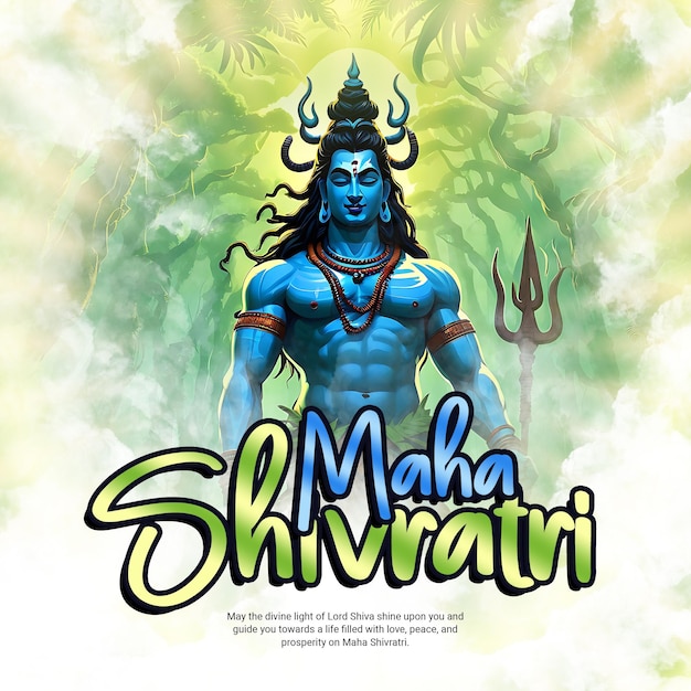 PSD banner do modelo de postagem em mídia social maha shivratri lord shiva