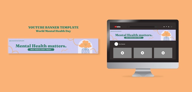 PSD banner do youtube do dia mundial da saúde mental