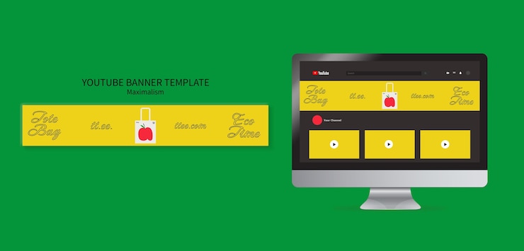 PSD banner do youtube estilo maximalismo de design plano