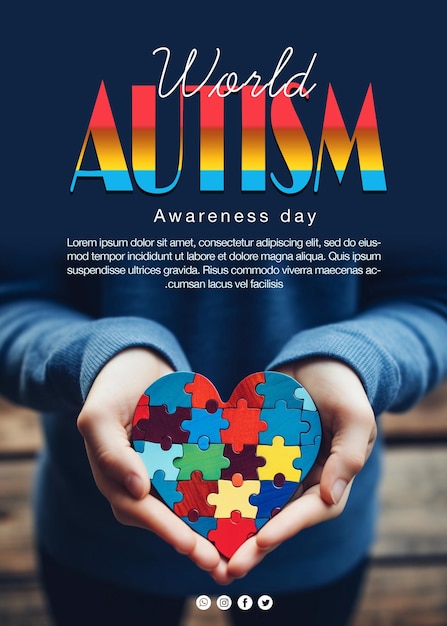 PSD banner e fundo do dia mundial de conscientização sobre o autismo