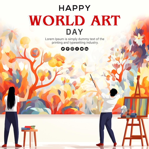 Banner e sfondo di Happy Realistic World Art Day