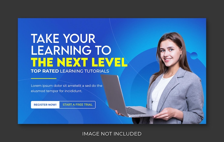 PSD banner de educación de curso de clase en línea y aprendizaje electrónico plantilla de banner de anuncios web horizontales de facebook psd