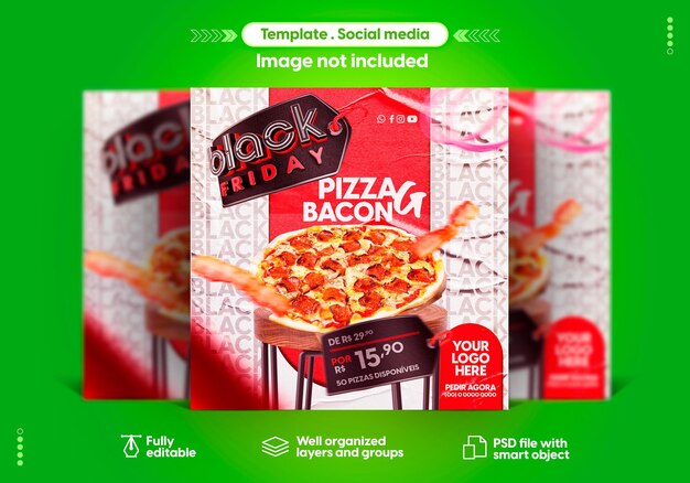 Banner para entrega de comida rápida de viernes negro