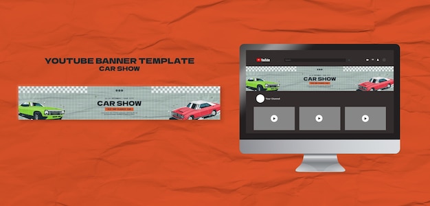 PSD el banner de la exhibición de automóviles de youtube