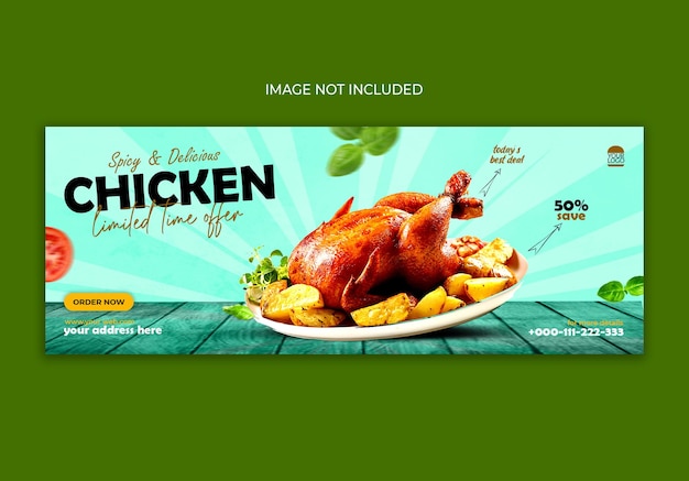 Banner de facebook de redes sociales de pollo.