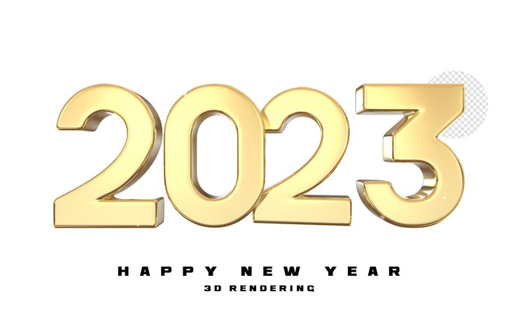 PSD banner feliz año nuevo 2023 render 3d