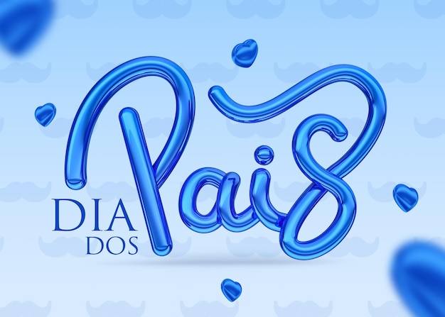 Banner feliz dia dos pais no brasil 3d render template design em português