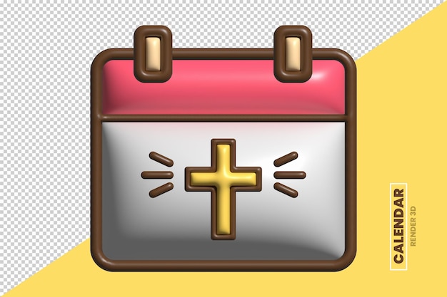 Banner de feliz día de Pascua con calendario de icono de renderizado 3D