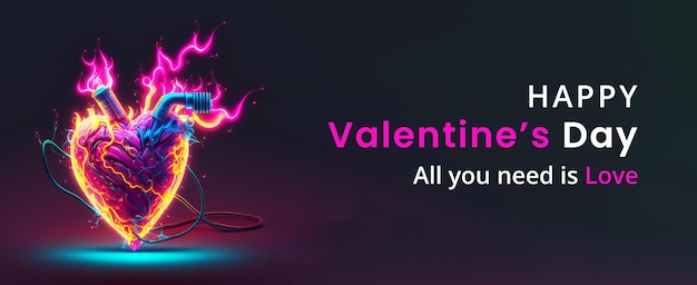 Banner de feliz día de san valentín, maqueta de fondo romántico de vacaciones con corazones de amor decorativos y regalo