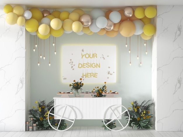 Banner de fiesta de cumpleaños o boda decorado con globos