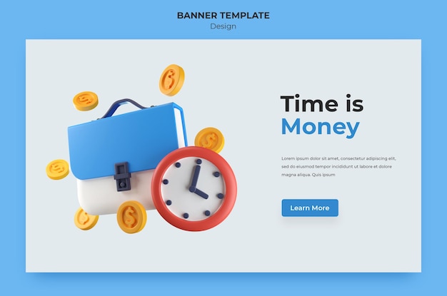 Banner de finanzas con ilustración 3d