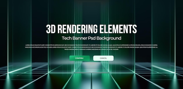 Banner de fondo épico de tecnología 3D renderizado en HD imagen en capas psd