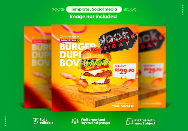 Banner für die Fastfood-Lieferung am Black Friday