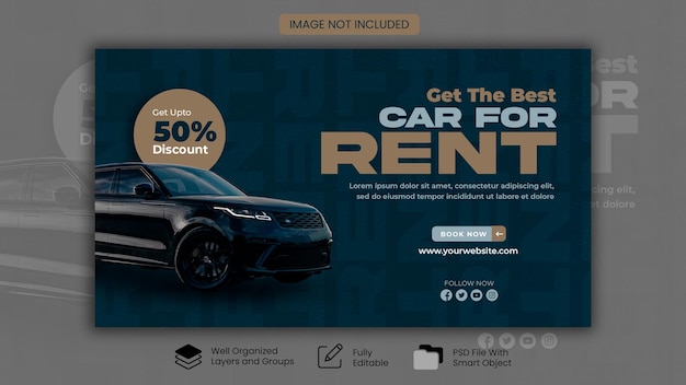 Banner für eine Website mit Rabatten für Autovermietungen
