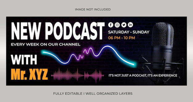 Banner für Podcast-Ankündigungen in sozialen Medien