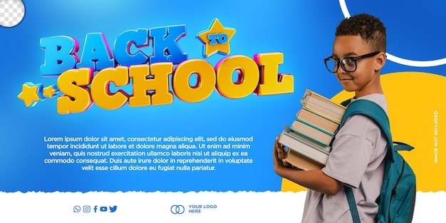 Banner für Social Media-Vorlagen für die Schulsaison