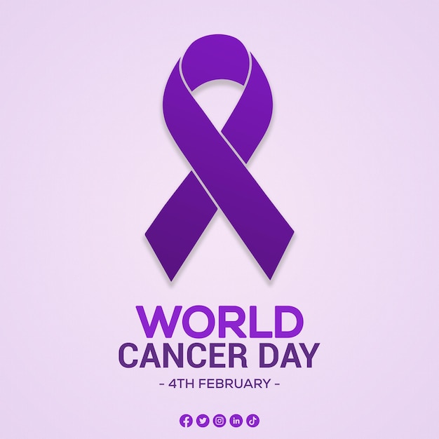 Banner gratuito del día mundial del cáncer con cinta para la campaña y el cartel