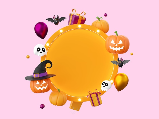 PSD banner halloween-themenelemente 3d-illustration