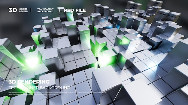 Banner HD render kubus 3D psd