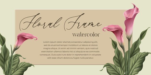 PSD banner horizontal acuarela floral dibujada a mano para invitación de boda