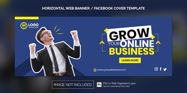 Banner horizontal da web para modelo de capa do facebook ou publicidade comercial online