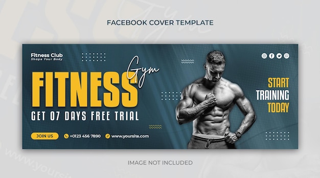 Banner horizontal de fitness ou ginásio ou modelo de design de capa do Facebook