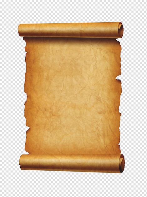 Banner horizontal de papel viejo Pergamino aislado en blanco con sombra