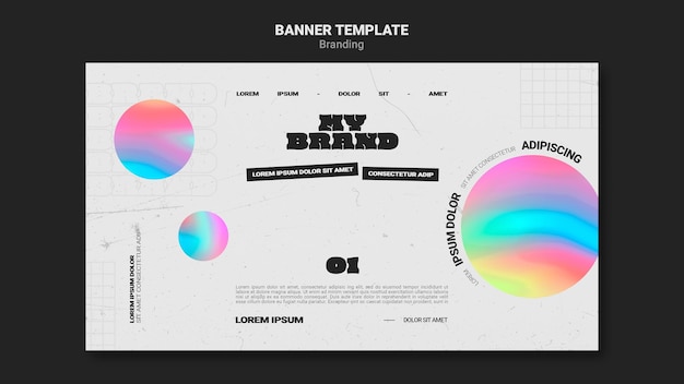 Banner horizontal para a marca da empresa com formato de círculo colorido