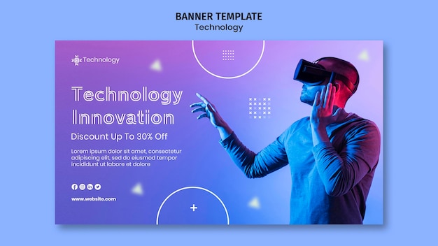 PSD banner horizontal de realidad virtual