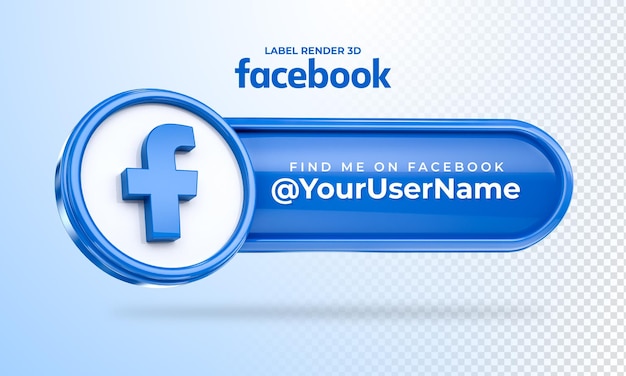 Banner Icon Facebook Trovami etichetta 3d rendering isolato