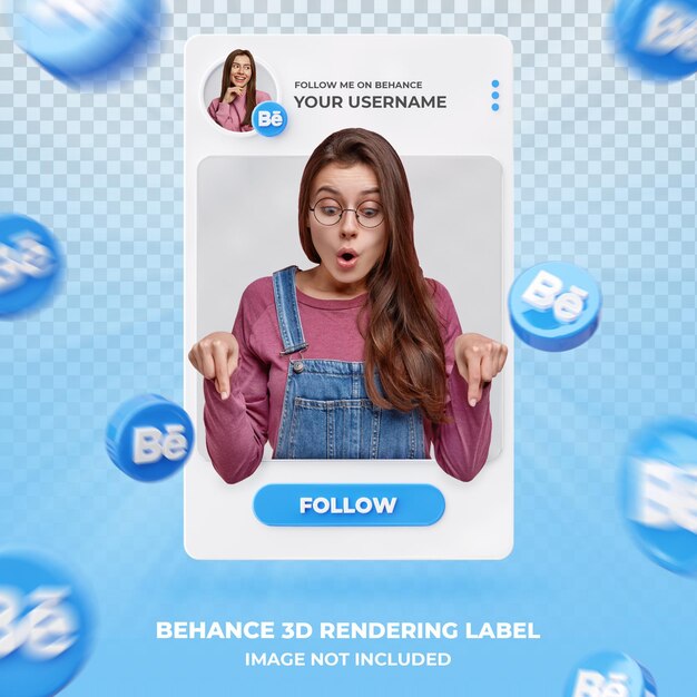 Banner Icon Profil auf Behance 3d Rendering Label Vorlage