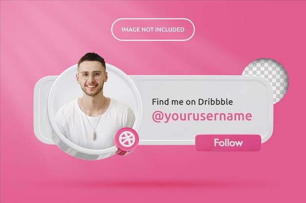 Banner-icon-profil auf dribbble 3d-rendering-label isoliert