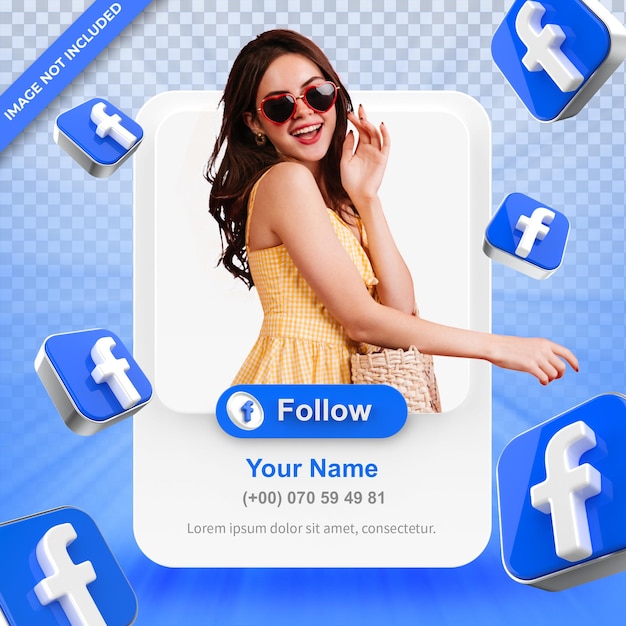 Banner Icon Profil auf Facebook 3d Rendering Label isoliert