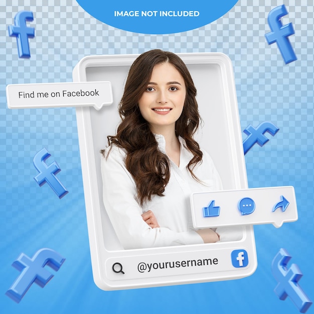 Banner Icon Profil auf Facebook 3d Rendering Label isoliert