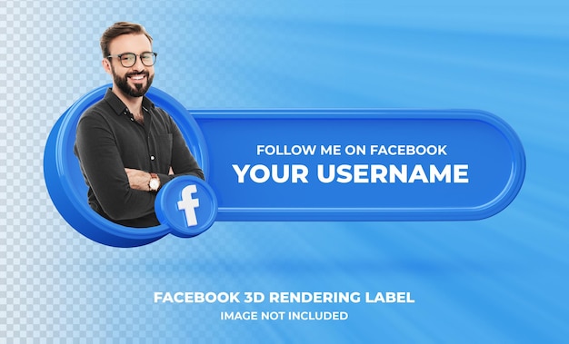 Banner Icon Profil auf Facebook 3d Rendering Label isoliert