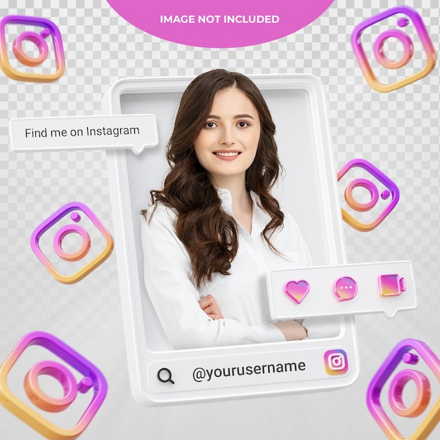 PSD banner icon profil auf instagram 3d rendering label isoliert